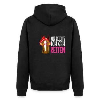 mir reichts ich geh reiten Pferd Pferde Geschenk - Unisex Premium Bio Zip Hoodie - Schwarz - Hinten - Nico (187cm)