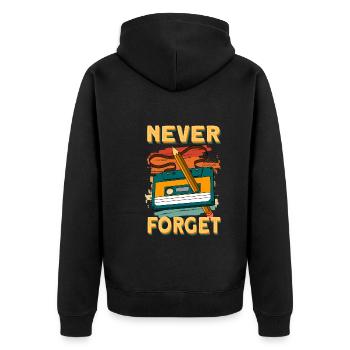Retro Kassette 80er 90er Vintage Musikkassette - Unisex Premium Bio Zip Hoodie - Schwarz - Hinten - Nico (187cm)