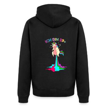 ich bin 29 plus pupsender Einhorn 30. Geburtstag - Unisex Premium Bio Zip Hoodie - Schwarz - Hinten - Nico (187cm)