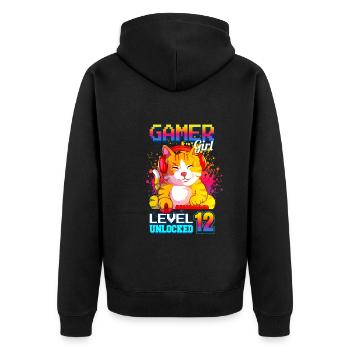 gamer fille 12ème anniversaire jeux vidéo de jeu - Veste à capuche bio Premium Unisexe - noir - Dos - Nico (187cm)