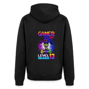 gamer girl 13ème anniversaire jeux vidéo de jeu - Veste à capuche bio Premium Unisexe - noir - Dos - Nico (187cm)