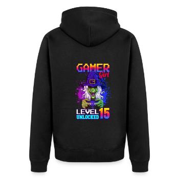 gamer fille 15ème anniversaire jeux vidéo de jeu - Veste à capuche bio Premium Unisexe - noir - Dos - Nico (187cm)