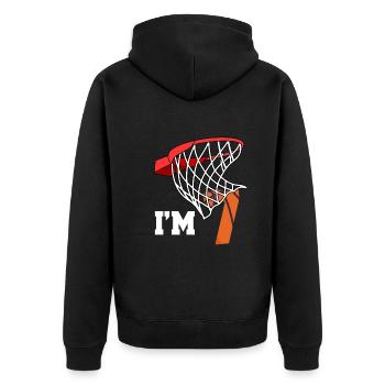 Je suis 7 Basketteur 7ème anniversaire basketteur - Veste à capuche bio Premium Unisexe - noir - Dos - Nico (187cm)