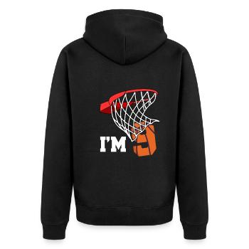 Ich Bin 9 Basketball 9. Geburtstag Basketballer - Unisex Premium Bio Zip Hoodie - Schwarz - Hinten - Nico (187cm)