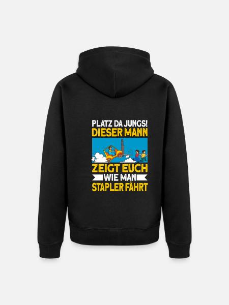 staplerfahrer Stapler Geschenk Gabelstapler Spruch - Unisex Premium Bio Zip Hoodie - Schwarz