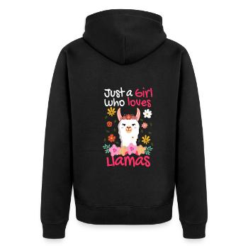 Juste une fille qui aime les lamas - cadeau alpaga - Veste à capuche bio Premium Unisexe - noir - Dos - Nico (187cm)