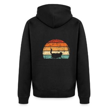 Retro-Meme Der Chonk-Katze Vintage Katzen - Unisex Premium Bio Zip Hoodie - Schwarz - Hinten - Nico (187cm)