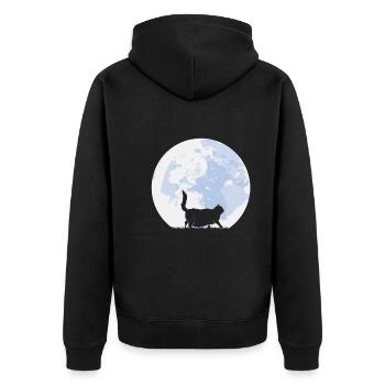 Retro-Meme Der Chonk-Katze Vintage Katzen - Unisex Premium Bio Zip Hoodie - Schwarz - Hinten - Nico (187cm)