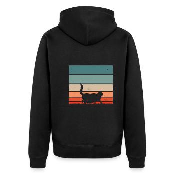 Retro-Meme Der Chonk-Katze Vintage Katzen - Unisex Premium Bio Zip Hoodie - Schwarz - Hinten - Nico (187cm)