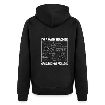 Math - Unisex Premium Organic Zip Hoodie - black - Back - Nico (187cm)