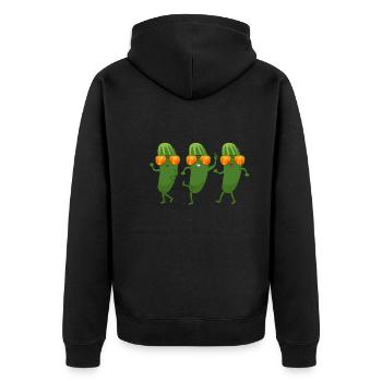 tanzende Gurken Dabbing Gurke Gemüse - Unisex Premium Bio Zip Hoodie - Schwarz - Hinten - Nico (187cm)