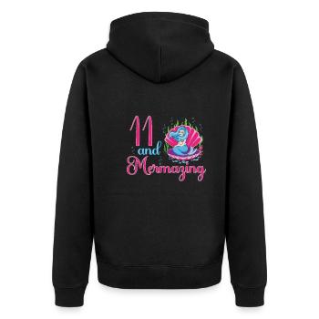 Meerjungfrau 11. Geburtstag mermazing 11 Jahre Alt - Unisex Premium Bio Zip Hoodie - Schwarz - Hinten - Nico (187cm)