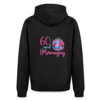 Meerjungfrau 60. Geburtstag mermazing 60 Jahre Alt - Unisex Premium Bio Zip Hoodie - Schwarz - Hinten - Nico (187cm)