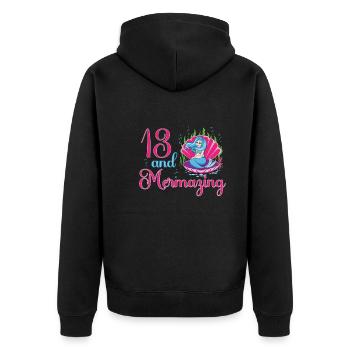 Meerjungfrau 13. Geburtstag mermazing 13 Jahre Alt - Unisex Premium Bio Zip Hoodie - Schwarz - Hinten - Nico (187cm)