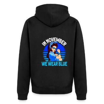 Diabetes awareness Diabetes type 1 - Unisex Premium Organic Zip Hoodie - black - Back - Nico (187cm)