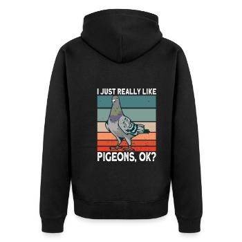 Doves - Unisex Premium Organic Zip Hoodie - black - Back - Nico (187cm)
