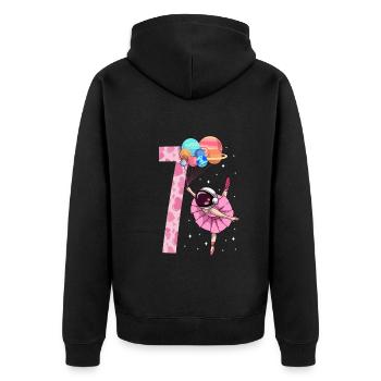 Ballerina astronaute Fille 7ème anniversaire - Veste à capuche bio Premium Unisexe - noir - Dos - Nico (187cm)
