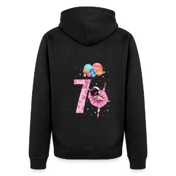 Ballerina astronaute Fille 7ème anniversaire - Veste à capuche bio Premium Unisexe - noir - Dos - Nico (187cm)
