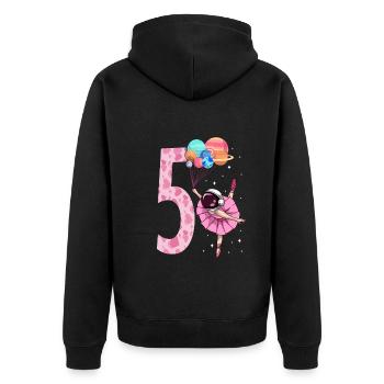 Ballerina Astronaut mädchen 5. geburtstag - Unisex Premium Bio Zip Hoodie - Schwarz - Hinten - Nico (187cm)