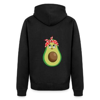 Avocado Bandana vegan - Unisex Premium Bio Zip Hoodie - Schwarz - Hinten - Nico (187cm)