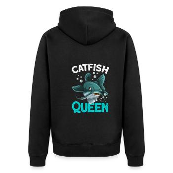 catfish - Unisex Premium Organic Zip Hoodie - black - Back - Nico (187cm)