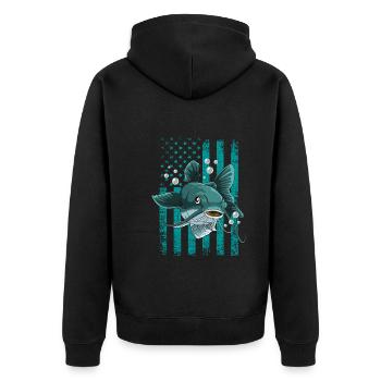 catfish - Unisex Premium Organic Zip Hoodie - black - Back - Nico (187cm)
