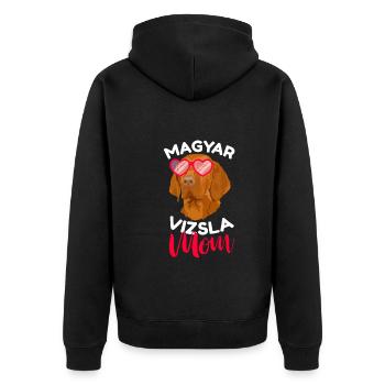 Magyar Vizsla mom Ungarischer Vorstehhund - Unisex Premium Bio Zip Hoodie - Schwarz - Hinten - Nico (187cm)