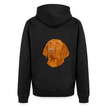 Magyar Vizsla Kurzhaariger Ungarischer Vorstehhund - Unisex Premium Bio Zip Hoodie - Schwarz - Hinten - Nico (187cm)