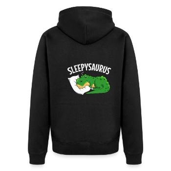 Sleepysaurus Dinosaur Pajamas Pajamas - Unisex Premium Organic Zip Hoodie - black - Back - Nico (187cm)