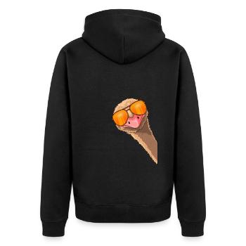 Strauß Sonnenbrille Vintage Straußenkostüm - Unisex Premium Bio Zip Hoodie - Schwarz - Hinten - Nico (187cm)