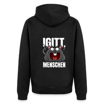 Igitt Menschen - lustige Ratte Spruch sarkasmus - Unisex Premium Bio Zip Hoodie - Schwarz - Hinten - Nico (187cm)