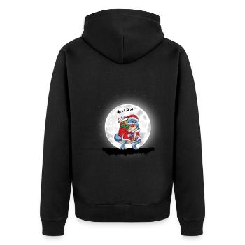 dinosaurier weihnachtsmann Weihnachten - Unisex Premium Bio Zip Hoodie - Schwarz - Hinten - Nico (187cm)