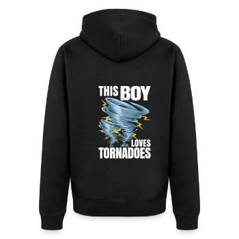 Dieser Junge Liebt Tornados Meteorologe - Unisex Premium Bio Zip Hoodie - Schwarz - Hinten - Nico (187cm)