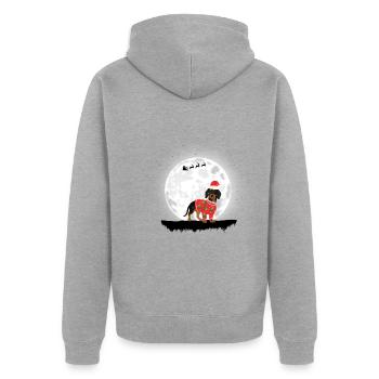 Dackel Weihnachten Geschenk - Unisex Premium Bio Zip Hoodie - Grau meliert - Hinten - Nico (187cm)