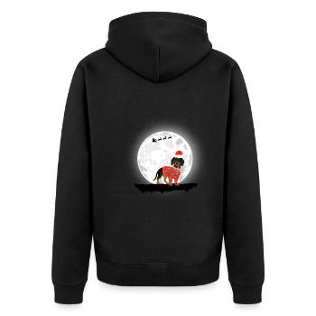 Dackel Weihnachten Geschenk - Unisex Premium Bio Zip Hoodie - Schwarz - Hinten - Nico (187cm)