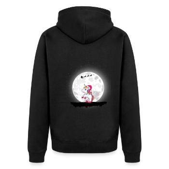 Weihnachten Mädchen Jungen Weihnachten Einhorn - Unisex Premium Bio Zip Hoodie - Schwarz - Hinten - Nico (187cm)