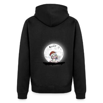 Weihnachten Mädchen Jungen Weihnachten Einhorn - Unisex Premium Bio Zip Hoodie - Schwarz - Hinten - Nico (187cm)