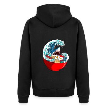 Hai isst ramen Japanisches Essen - Unisex Premium Bio Zip Hoodie - Schwarz - Hinten - Nico (187cm)
