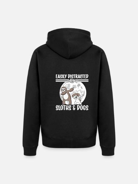 Sloth Dogs Gift - Unisex Premium Organic Zip Hoodie - black