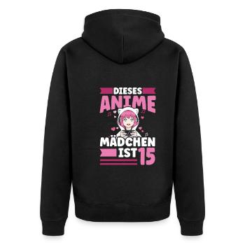 diese Anime mädchen ist 15 - Kawaii Otaku Manga - Unisex Premium Bio Zip Hoodie - Schwarz - Hinten - Nico (187cm)