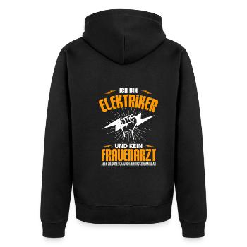 Elektriker elektroinstallateur elektrizität - Unisex Premium Bio Zip Hoodie - Schwarz - Hinten - Nico (187cm)
