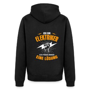 elektroinstallateur elektromeister elektriker - Unisex Premium Bio Zip Hoodie - Schwarz - Hinten - Nico (187cm)