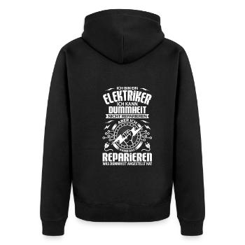 Elektriker elektroinstallateur elektriker lustig - Unisex Premium Bio Zip Hoodie - Schwarz - Hinten - Nico (187cm)