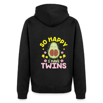 Gemini Pregnancy Avocado Mother's Day - Unisex Premium Organic Zip Hoodie - black - Back - Nico (187cm)