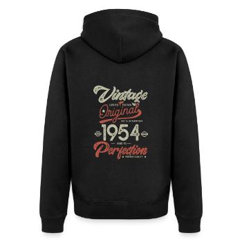 1954 Vintage Birthday Born 1954 - Unisex Premium Organic Zip Hoodie - black - Back - Nico (187cm)