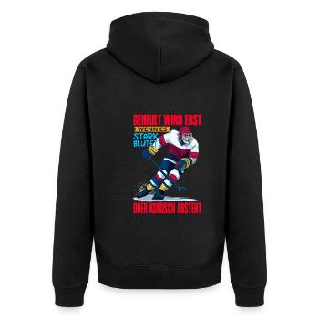 Eishockey Geschenk Eishockeyspieler Hockey - Unisex Premium Bio Zip Hoodie - Schwarz - Hinten - Nico (187cm)