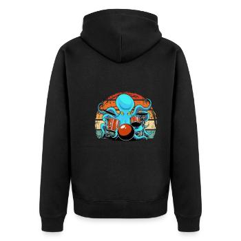 Octopus plays drums and drummer - Unisex Premium Organic Zip Hoodie - black - Back - Nico (187cm)