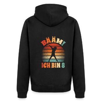 bääm ich bin 8 junge dabbing 8. Geburtstag - Unisex Premium Bio Zip Hoodie - Schwarz - Hinten - Nico (187cm)