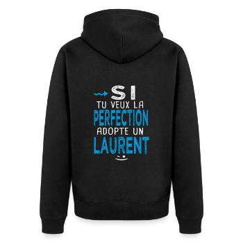 Laurent Si tu veux la perfection adopte un Laurent - Veste à capuche bio Premium Unisexe - noir - Dos - Nico (187cm)