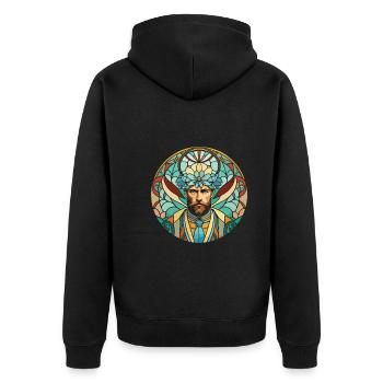 Hippy - Unisex Premium Organic Zip Hoodie - black - Back - Nico (187cm)